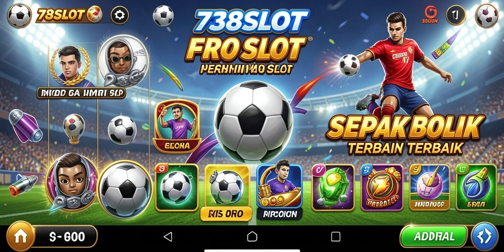 Tampilan gameplay 738SLOT dengan elemen sepak bola yang seru.