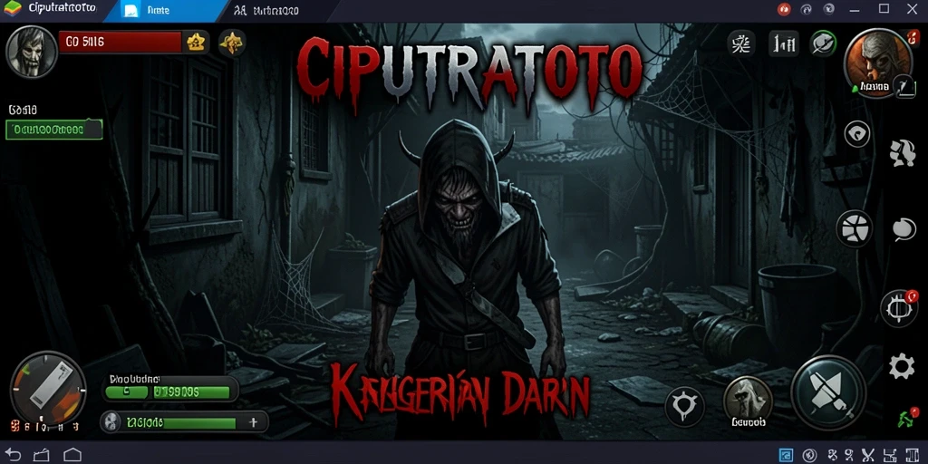 Tampilan gameplay seram dari CIPUTRATOTO dengan suasana gelap dan mencekam.