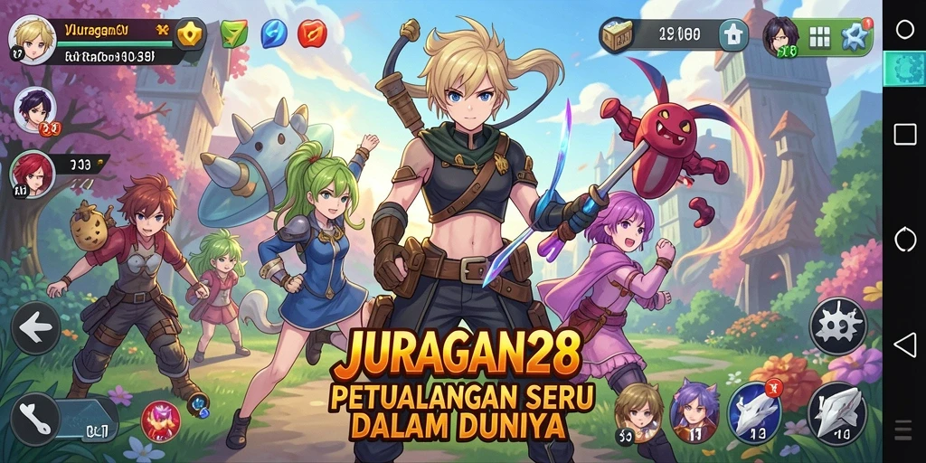 Screenshot JURAGAN28 yang menampilkan karakter anime dalam pertarungan seru.