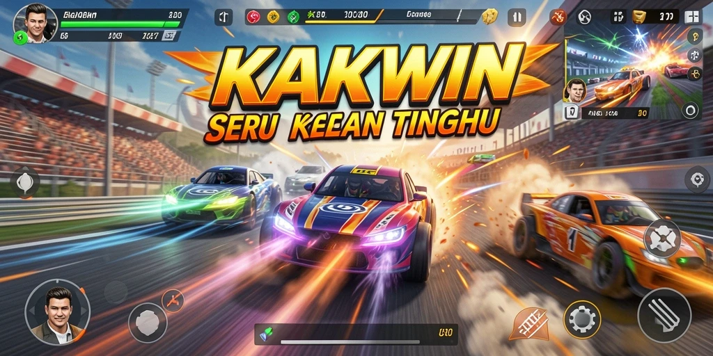 Tampilan gameplay KAKWIN yang mendebarkan saat balapan.