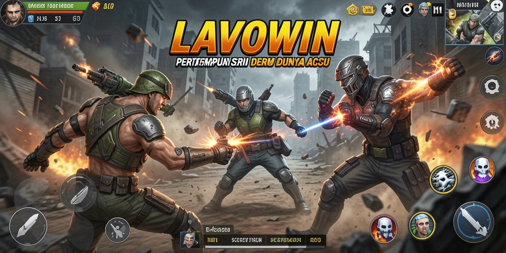 Gameplay LAVOWIN menampilkan pertarungan aksi yang mendebarkan.