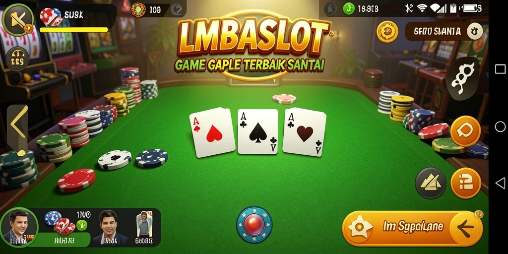 Screenshot gameplay LMBASLOT dengan suasana bermain Gaple yang seru.
