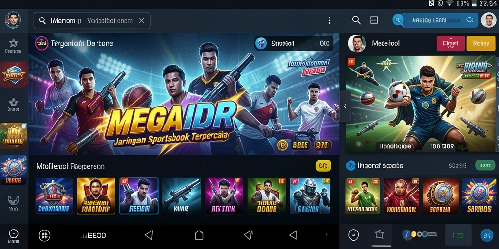 Tampilan antarmuka MEGAIDR menunjukkan berbagai pilihan taruhan olahraga.