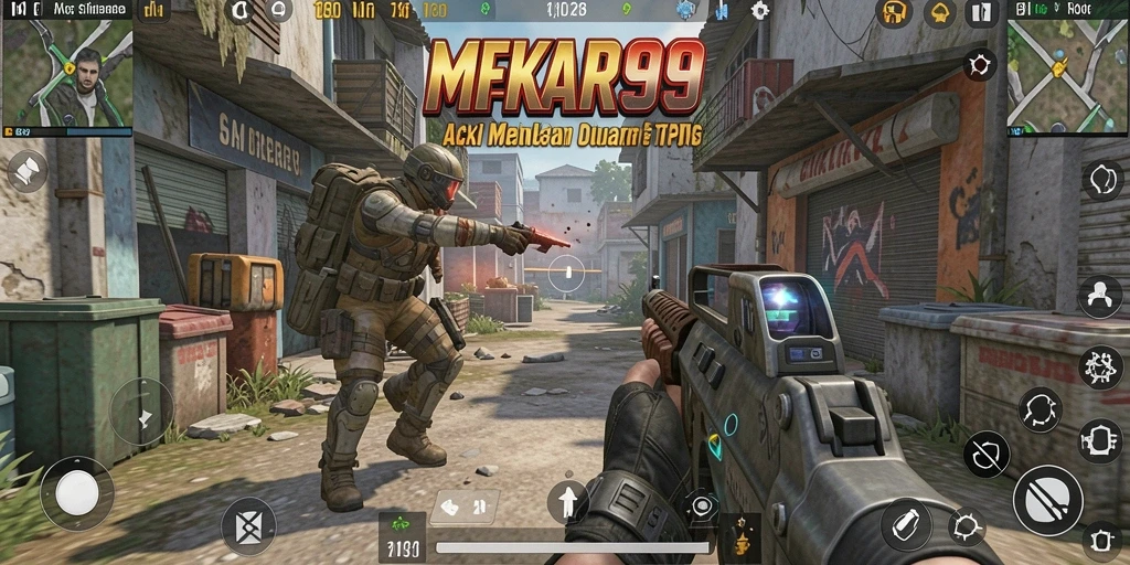 Tangkapan layar utama MEKAR99 menampilkan aksi gameplay TPS yang seru dan mendebarkan.