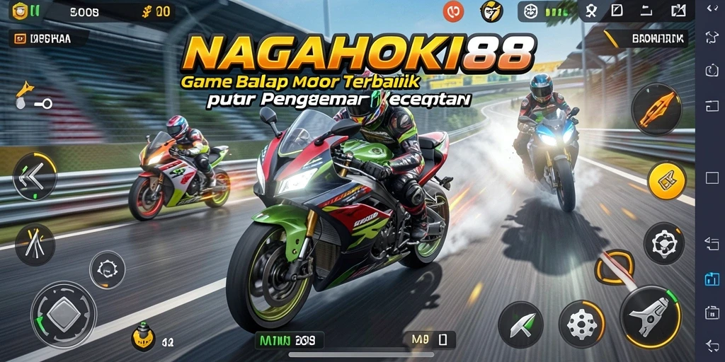 Tampilan menarik dari gameplay balapan motor di NAGAHOKI88.