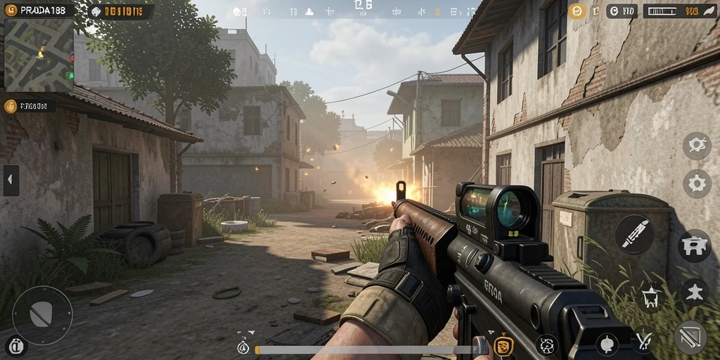 Tampilan seru dari gameplay PRADA188 saat bertempur di medan perang.
