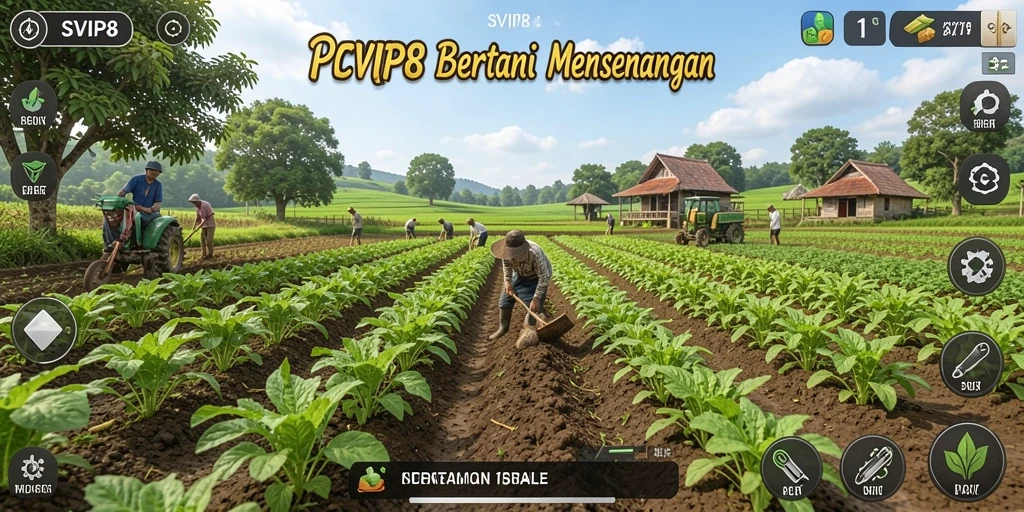 Screenshot gameplay SVIP8 dengan tampilan pertanian yang indah.