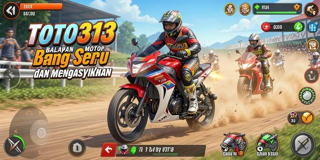 Screenshot gameplay TOTO313 menampilkan aksi balapan yang mendebarkan.