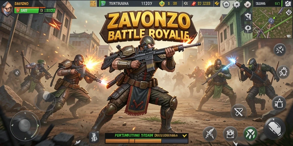 Tampilan gameplay seru ZAVONZO dalam aksi Battle Royale.